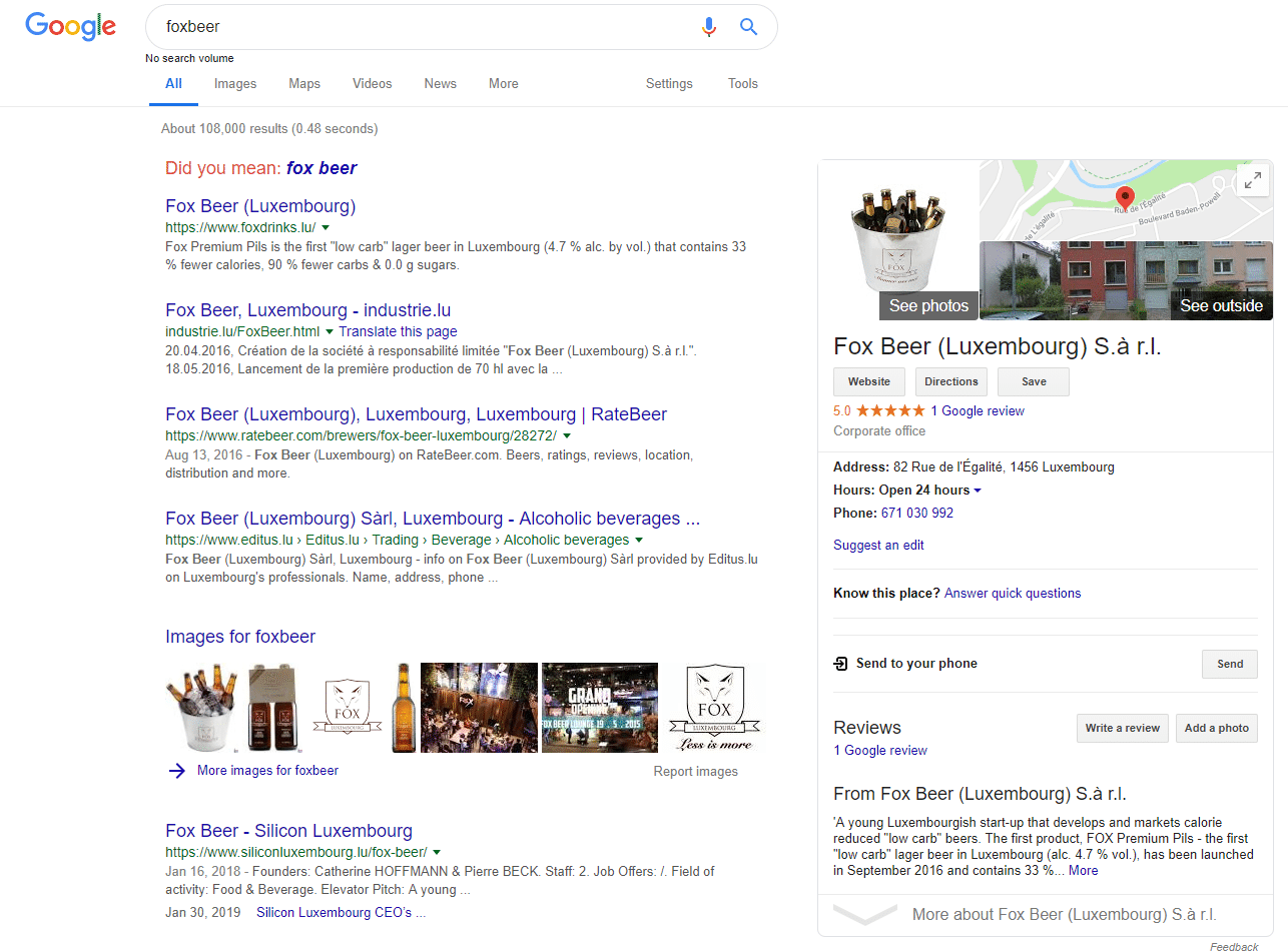 fox beer google bussiness account