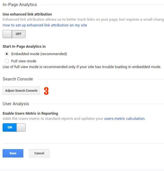 adjust search console google analytics