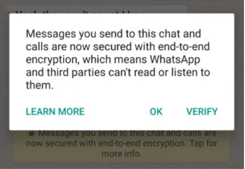 whatsapp encription disclaimer